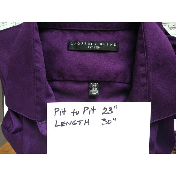 MENS GEOFFREY BEENE LONG SLEEVE DRESS SHIRT, SIZE 16.5, 34/35 EGGPLANT COLOR - Picture 9 of 9